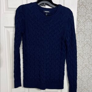 Lands' End Deep Blue Cable Knit Sweater